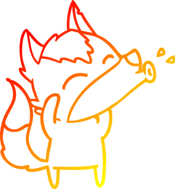 Bir insan tarafından çizilen uluyan kurt çizgi filminin sıcak gradyan çizimi