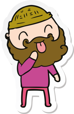 Bir insan tarafından çizilmiş sakallı bir adamın çıkartması.