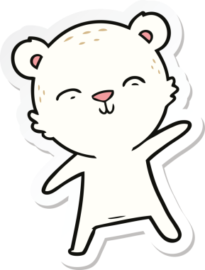 Bir insan tarafından çizilmiş mutlu bir kutup ayısının çıkartması.