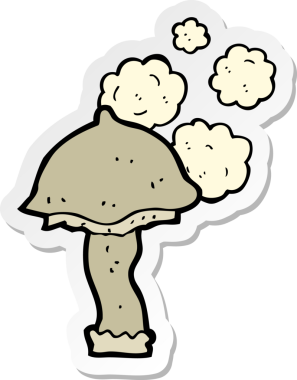 Bir insan tarafından çizilmiş karikatür mantarı çıkartması.