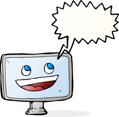 bir insan tarafından çizilmiş konuşma baloncuklu bilgisayar ekranı