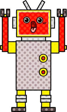 bir insan tarafından çizilmiş bir robotun çizgi roman tarzı