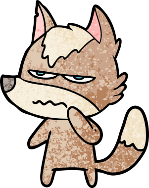 Bir insan tarafından çizilmiş rahatsız kurt çizgi filmi.