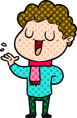 Bir insan tarafından çizilmiş karikatür adam konuşuyor.