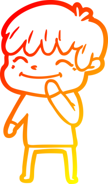 Bir insan tarafından çizilen mutlu bir çocuğun sıcak çizgi çizimi.