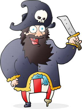 Bir insan tarafından çizilmiş karikatür korsan kaptanı.