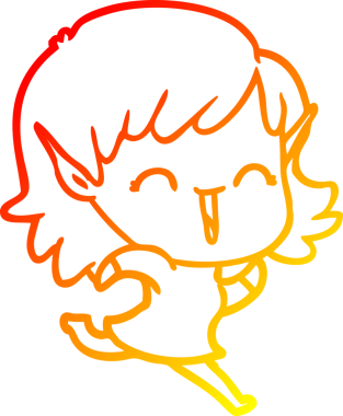 Bir insan tarafından çizilmiş çizgi film karakteri bir elf kızı çizimi