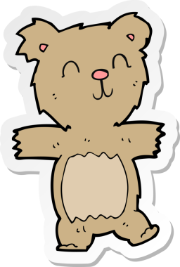 Bir insan tarafından çizilmiş şirin bir oyuncak ayının çıkartması.