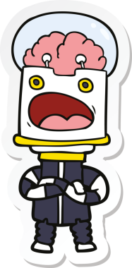 Bir insan tarafından çizilmiş robot karikatür çıkartması.