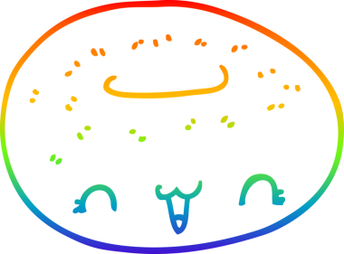 Gökkuşağı gradyan çizgisi bir insan tarafından çizilmiş şirin bir çizgi film donutu