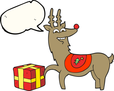 Bir insan tarafından çizilmiş serbest konuşma balonu karikatürü Noel ren geyiği.