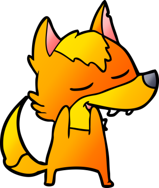 Bir insan tarafından çizilmiş tilki çizgi film karakteri