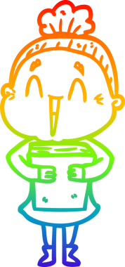 Gökkuşağı gradyan çizgi çizimi Bir insan tarafından çizilmiş mutlu yaşlı kadın