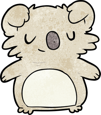 Bir insan tarafından çizilmiş sevimli çizgi film koalası.