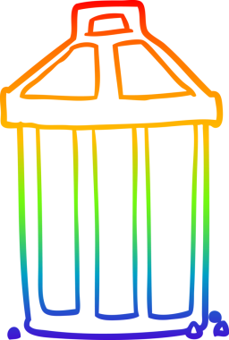 bir insan tarafından çizilmiş eski metal bir çöp tenekesinin çizimi