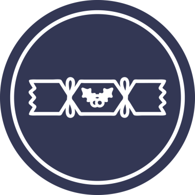 Bir insan tarafından çizilmiş noel krakeri dairesel simgesi