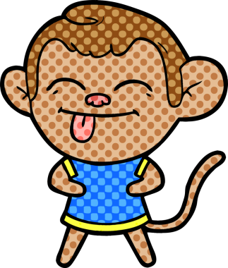 Bir insan tarafından çizilmiş komik çizgi maymun.