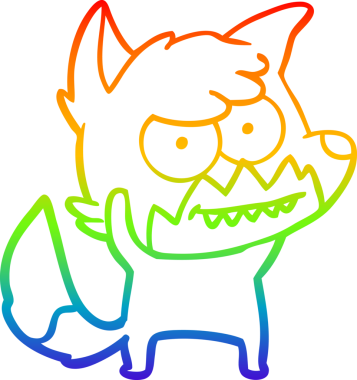 Bir insan tarafından çizilmiş sırıtan tilki çizgi çizimi.