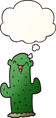 Düşünce baloncuğu olan kaktüslü çizgi film bir insan tarafından çizilmiş.