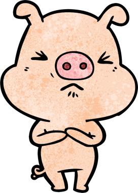 Bir insan tarafından çizilmiş kızgın domuz çizgi filmi.