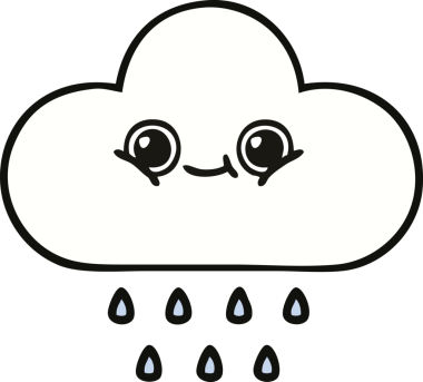 Bir insan tarafından çizilmiş şirin yağmur bulutu karikatürü
