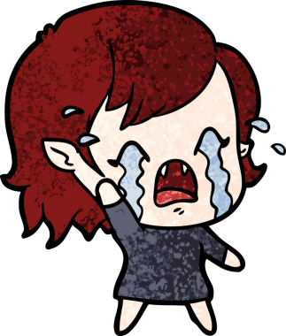 Bir insan tarafından çizilmiş ağlayan vampir kız çizgi filmi.