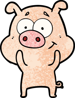 Bir insan tarafından çizilmiş mutlu çizgi film domuzu.