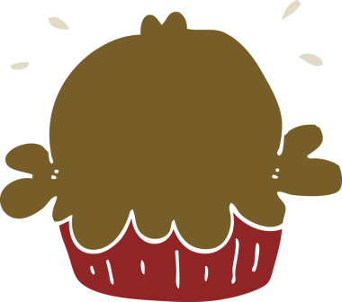 Bir insan tarafından çizilmiş şirin düz renkli çizgi film pastası.