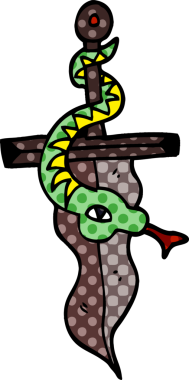 Bir insan tarafından çizilmiş karalama dövme hançeri sembolü.