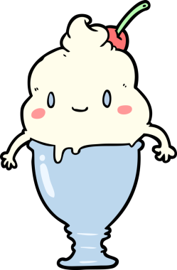 Bir insan tarafından çizilmiş tatlı çizgi film dondurması.