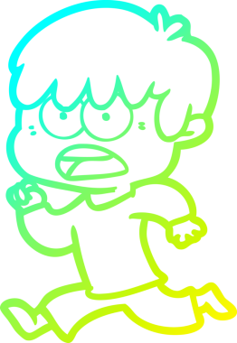 Bir insan tarafından çizilmiş endişeli çizgi film çocuğunun soğuk gradyan çizgisi.