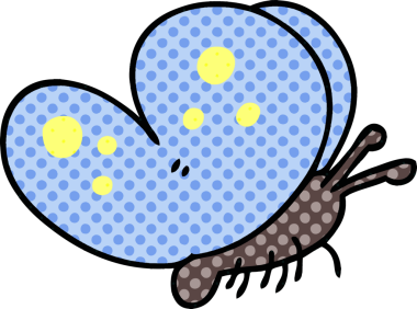 Bir insan tarafından çizilmiş komik çizgi roman tarzı kelebek.