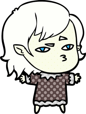 Bir insan tarafından çizilmiş vampir kız çizgi filmi.