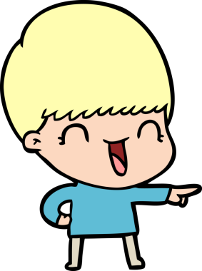 Bir insan tarafından çizilmiş mutlu çizgi film çocuğu.