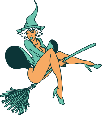 Bir insan tarafından çizilmiş geleneksel poster cadısı dövmesi.