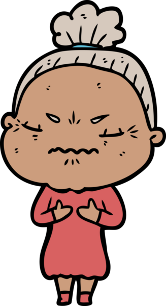 Çizgi film bir insan tarafından çizilmiş yaşlı bir kadın tarafından rahatsız edildi.