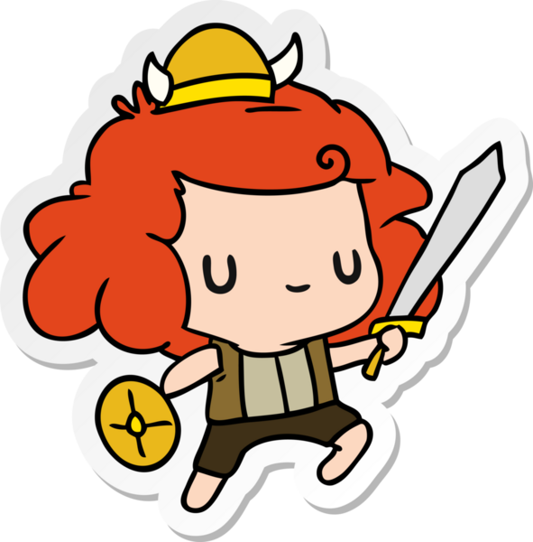 Etiket çizimi: illüstrasyon kawaii şirin Viking çocuk Bir insan tarafından çizilmiş