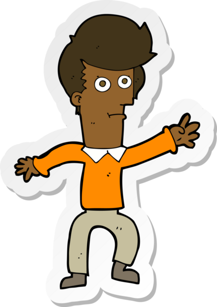 Bir insan tarafından çizilmiş bir karikatür adamın çıkartması.