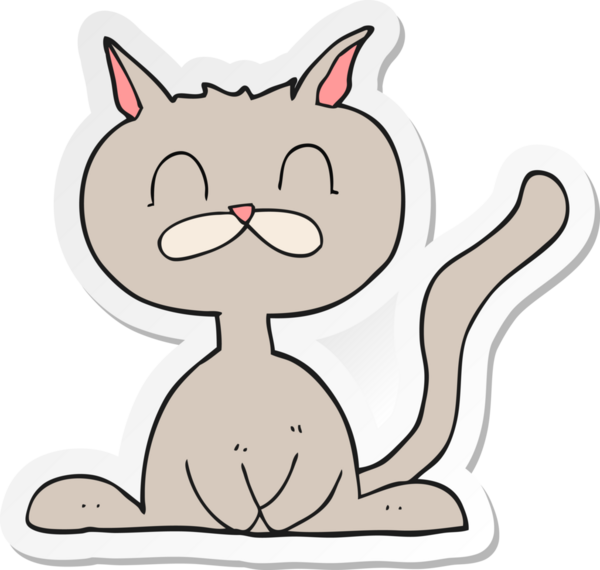 Bir insan tarafından çizilmiş çizgi film kedisinin çıkartması.