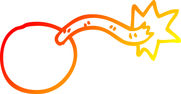 Bir insan tarafından çizilmiş yuvarlak çizgi film bombasının sıcak gradyan çizgisi.