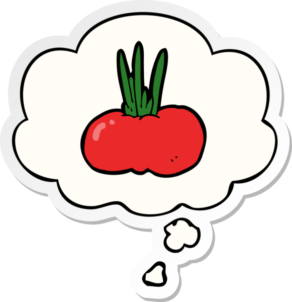 Düşünce baloncuğu insan tarafından çizilmiş bir çıkartma olan sebze çizgi filmi.
