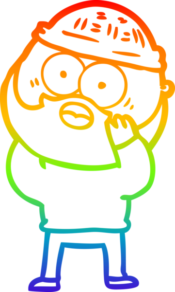 Gökkuşağı gradyan çizgi çizimi bir insan tarafından çizilmiş sakallı bir adamın