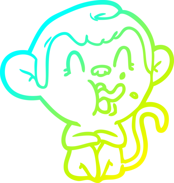 Bir insan tarafından çizilmiş çılgın bir çizgi film maymunu çizimi