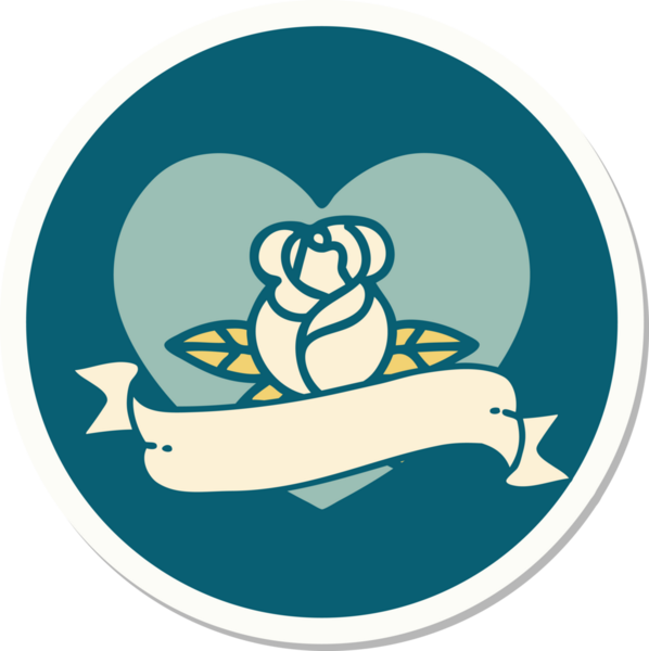 Bir insan tarafından çizilmiş, geleneksel kalp şeklinde dövme çıkartması.