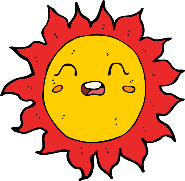 Bir insan tarafından çizilmiş çizgi film güneşi.