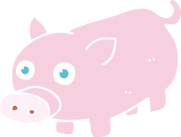 Bir insan tarafından çizilmiş domuz yavrusunun düz renk çizimi