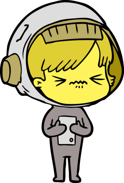 Bir insan tarafından çizilmiş astronot kadın.