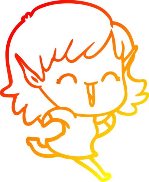 Bir insan tarafından çizilmiş çizgi film karakteri bir elf kızı çizimi