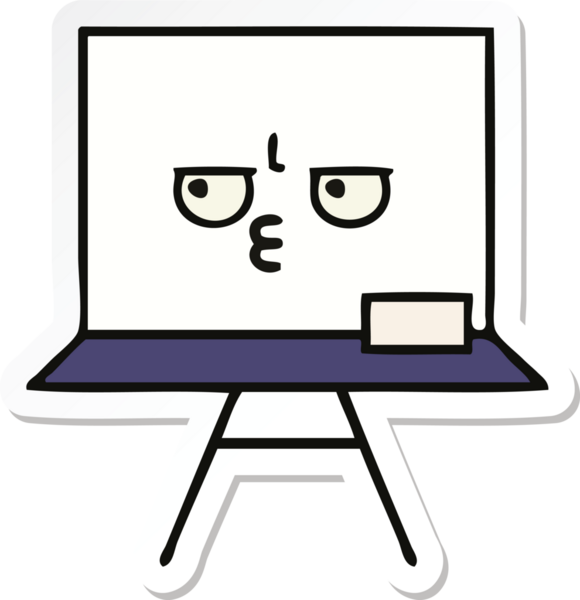 Bir insan tarafından çizilmiş beyaz bir karikatür çıkartması.