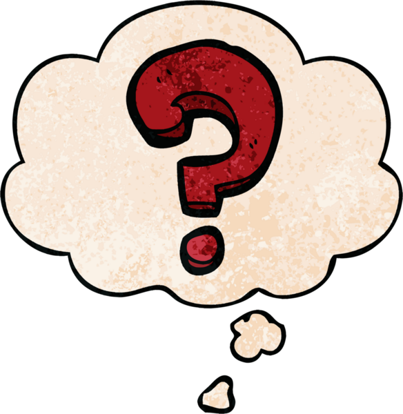 bir insan tarafından çizilmiş grunge doku biçiminde düşünce baloncuğu ile çizgi film soru işareti